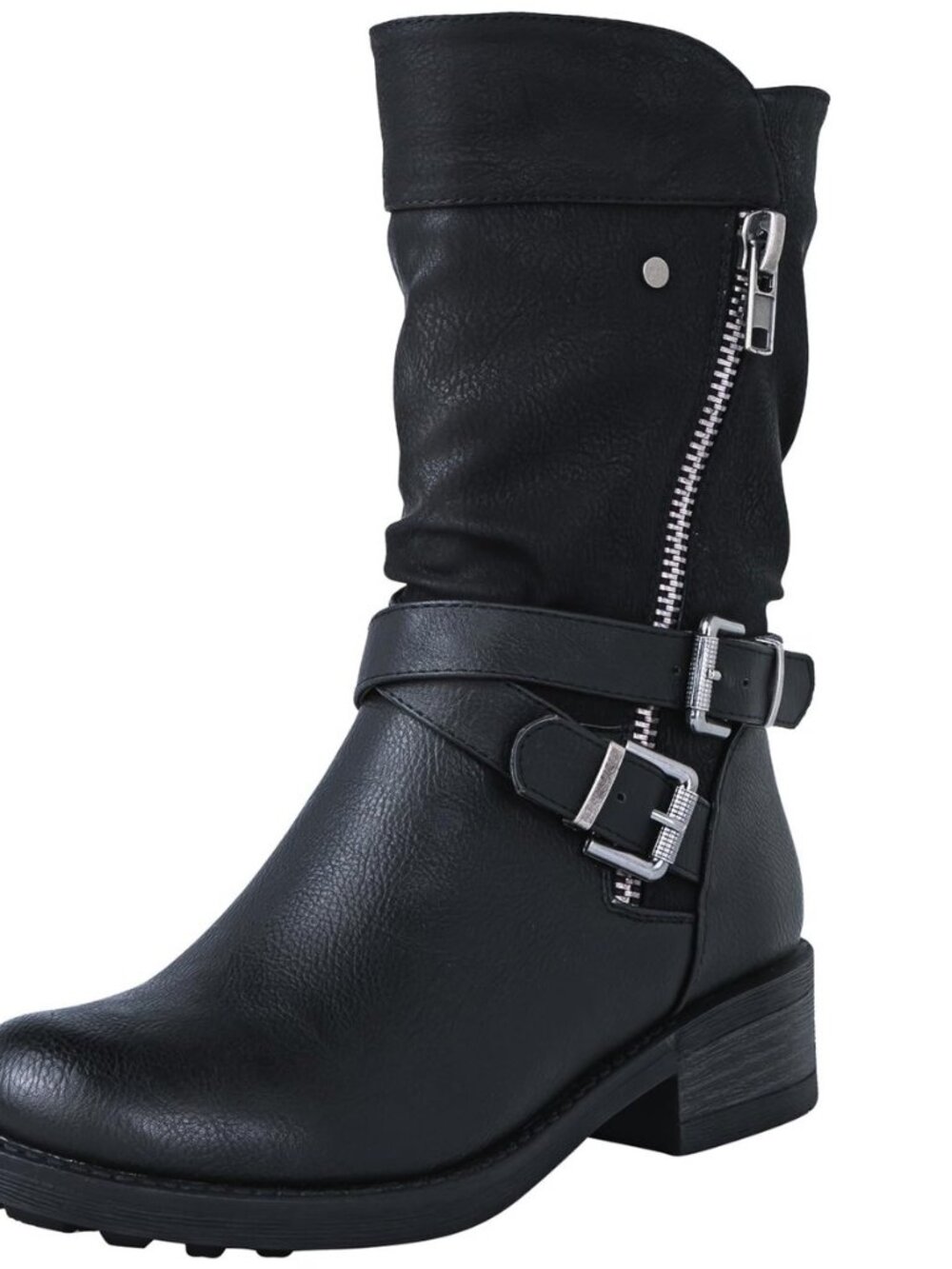 Women's Fall Fashion Biker Boots Mid Calf Boots